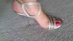 Silver strappy shoes size 8