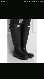 Tall black matte hunter rain boots sz 9