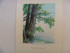 Treed Shoreline - 4" x 5" ORIGINAL ART