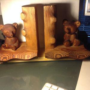 Vintage Kadian Crafts Wood Bear Climbing Tree Bookend Canada