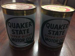 Vintage Quaker state oil FULL cans