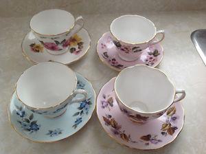 Vintage Set of 4- Colclough Tea & Saucer Set- $ EACH