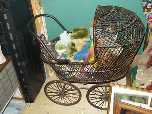 Vintage Wicker Doll Carriage