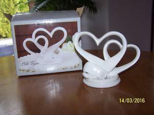 White Porcelain Heart Cake Topper