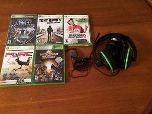 Xbox 360 games and head sets