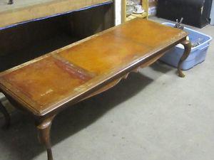 s SHABBY CHIC LEATHER TOP LONG COFFEE TABLE $