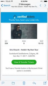 2 Eric Church Tickets for sale