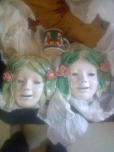 2 ceramic faces
