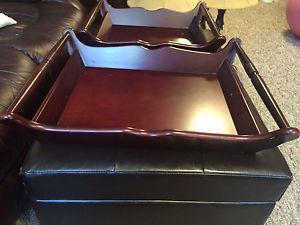 2 wooden serving trays