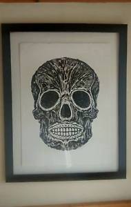 39"x33" Large Ornate Skull Print & Frame 75$