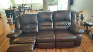 Bonded Leather Recliner Couch