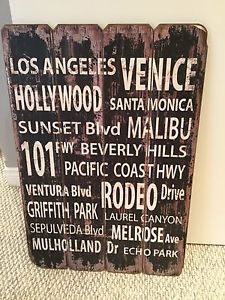 California Place Names Wooden Wall Art
