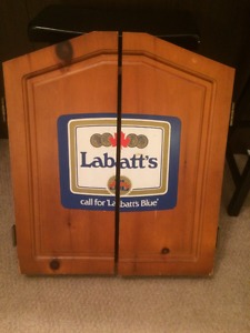 Labatt's Dart Board Wooden Cabinet **MAN CAVE or BAR**