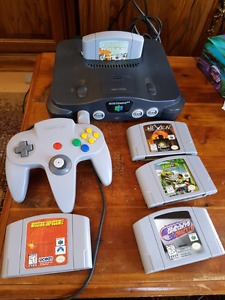 N64 with 1 controller and 5 games