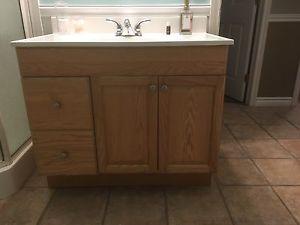 Oak/Veneer 36" Vanity-Sink-Cabinet