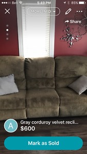 Reclining couch and chair for sale