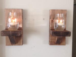 Rustic wall candle holders $