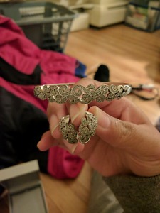 Silver Diamond Earrings and Bracelet Set