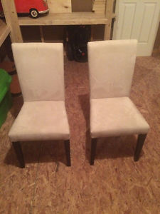 Two micro fibre dinning chairs $25 for both