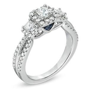 Vera Wang 0.95 CT.TW. 3 Stone Engagement Ring in 14K White