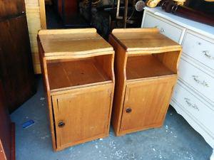 Vintage Solid Wood Bed Side Tables (2)