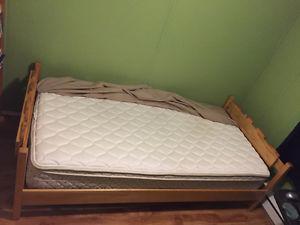 Wooden Bed and Mattress (Selling as Set)