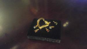 14k Yellow Gold Heart with Removeable Stones for Sale
