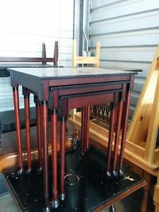 Beautiful Set Of Solid Dark Cherry Wood Nesting Tables