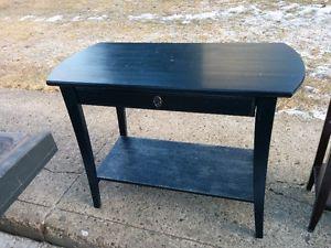 Black Solid Pine Wood Desk WIth Drawer