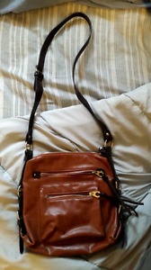 Brown long strap purse