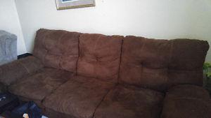 Chocolate brown suede couch