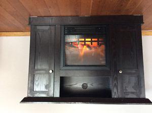 Dark wood fireplace