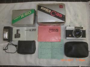 Konica C35 Hexonaon F2.8 Camera with original box and flash