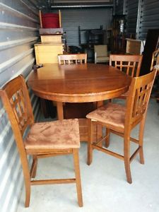 Mission Style Oak 5 Pcs Counter/Pub Height Dinning Set