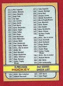  OPC HOCKEY CARD # 19 CHECKLIST & BOBBY ORR # 129