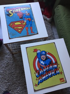 Retro Captain America & Superman Metal Sheet Art