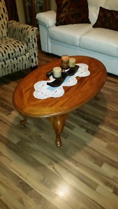 Solid Queen Ann table and 2 end tables good condition has a