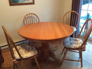 Solid oak table and chairs