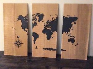 World map on 3 panels