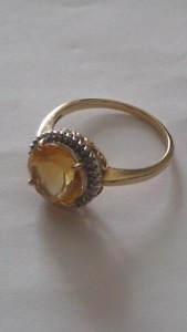 10k Gold Citrine Diamond Ring