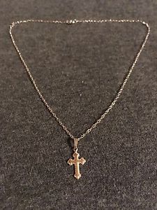 14 inch Silver Chain w/ cross