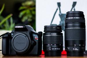 Canon Rebel T3 with mm lens, mm lens & cam