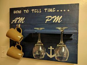 How to tell time wine and coffee cup hanger.