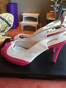 Ladies Pink and White Pumps