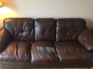 Leather couch is peeling - free for pick up!