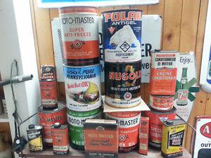 Lots of Vintage Moto Master/Canadian Tire Oil Cans