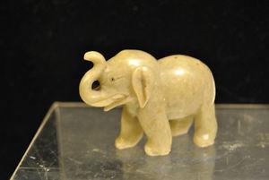 Natural Jade Carved Elephant Figurin