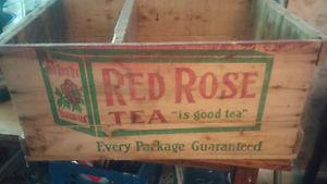 Red rose wooden crate