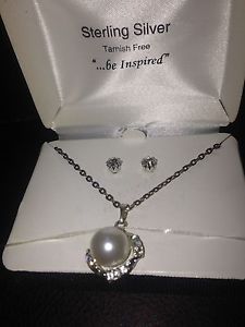 Sterling silver necklace and earrings NEW