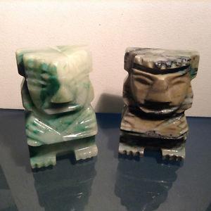 Vintage Carved Mexican Folk Art Tiki Bookends Mesoamerican